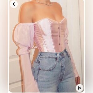 DUYGU AY Pink Off The Shoulder Corset Top Size US 10 $800 NWT